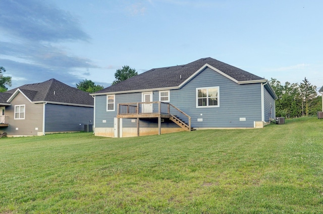 753 S Elm Rd, Marshfield, MO 65706 - rear view of property with a wooden deck and a yard