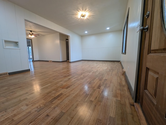 600 N Main St, Pleasant Hope, MO 65725 - empty room with wood finished floors, recessed lighting, and ceiling fan