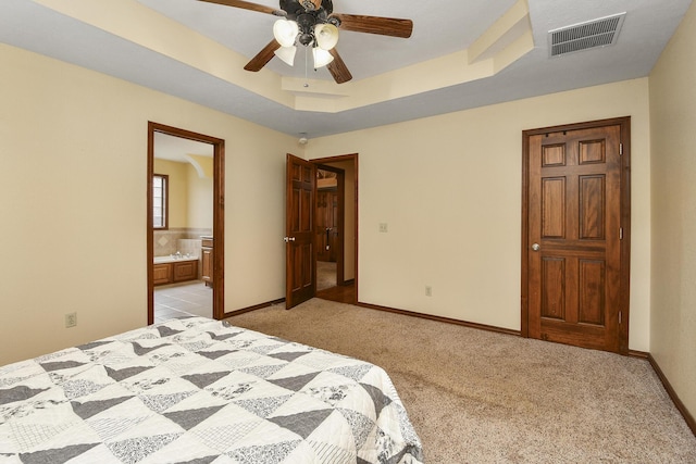 760 S 21st Ave, Ozark, MO 65721 - bedroom featuring light carpet, ensuite bathroom, and a ceiling fan