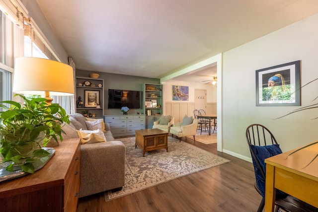 1119 S Cedarbrook Ave, Springfield, MO 65804 - living area featuring wood finished floors and ceiling fan