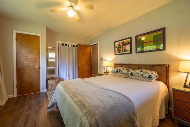 1119 S Cedarbrook Ave, Springfield, MO 65804 - bedroom featuring dark wood-style floors and ceiling fan