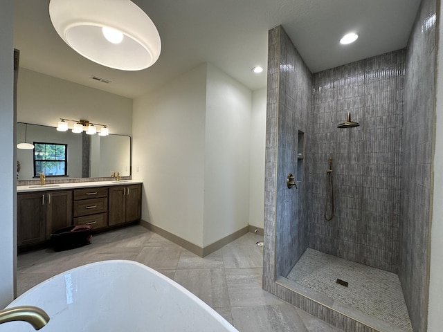 1988 Morris Rd Unit B, Mountain Grove, MO 65711 - full bathroom with a soaking tub, double vanity, walk in shower, and recessed lighting