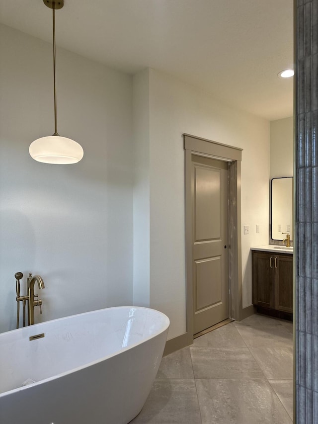 1988 Morris Rd Unit B, Mountain Grove, MO 65711 - bathroom with vanity, a soaking tub, and recessed lighting