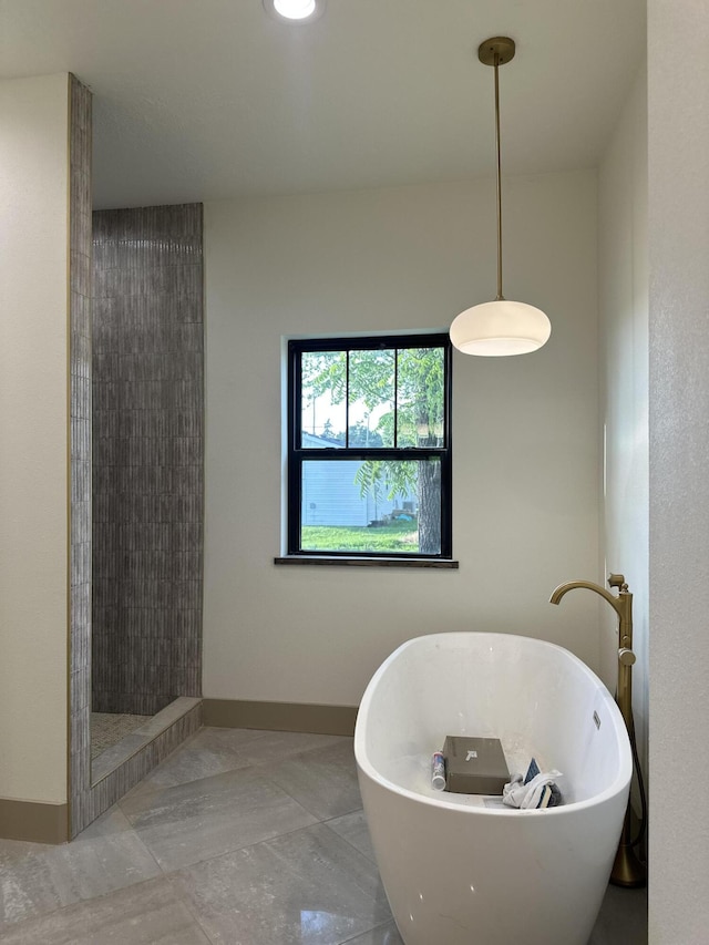1988 Morris Rd Unit B, Mountain Grove, MO 65711 - full bath with a freestanding tub, tiled shower, and marble finish flooring