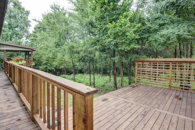 119 Allison Bnd, Lampe, MO 65681 - wooden deck featuring view of scattered trees