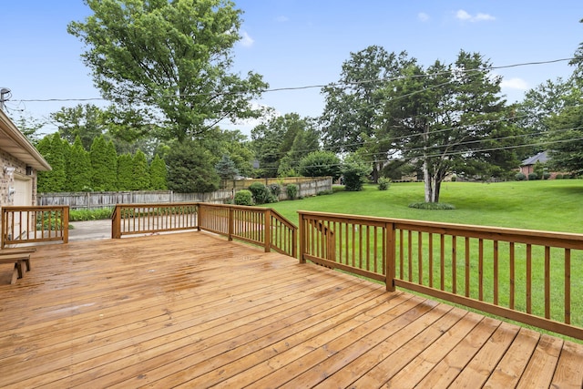 4059 E Linwood St, Springfield, MO 65809 - wooden terrace featuring a fenced backyard and view of wooded area
