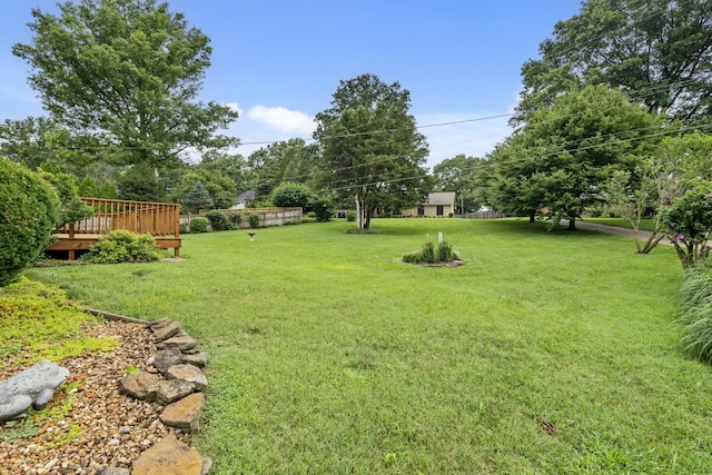 4059 E Linwood St, Springfield, MO 65809 - view of green lawn featuring a deck