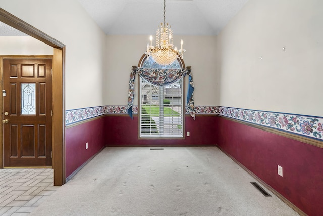 4059 E Linwood St, Springfield, MO 65809 - carpeted empty room with a chandelier and lofted ceiling