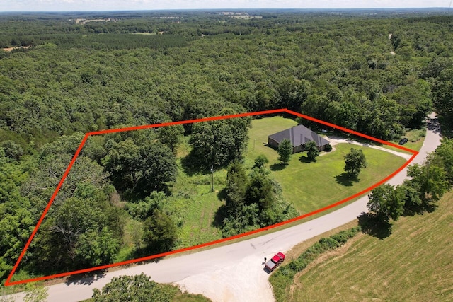 7876 County Road 3400, Mountain View, MO 65548 - aerial overview of property's location featuring a heavily wooded area and property boundaries highlighted