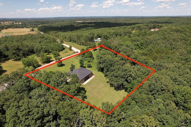 7876 County Road 3400, Mountain View, MO 65548 - aerial overview of property's location with a forest and property parcel outlined