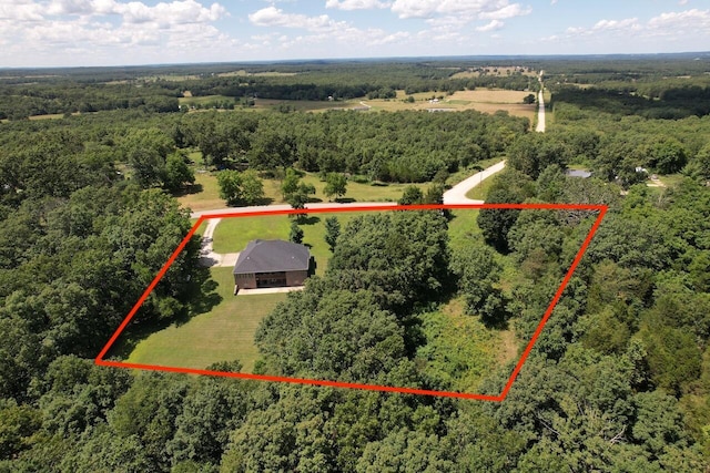 7876 County Road 3400, Mountain View, MO 65548 - aerial view of property and surrounding area featuring property parcel outlined and a forest