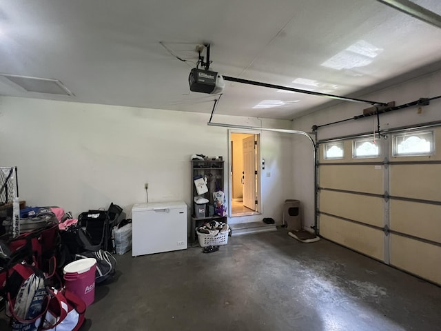 7876 County Road 3400, Mountain View, MO 65548 - garage with a garage door opener and refrigerator