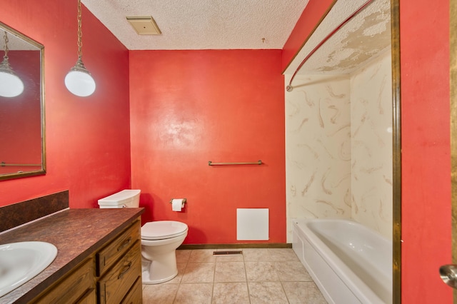 5751 S Kings Ave, Springfield, MO 65810 - bathroom featuring vanity, tile patterned flooring, and a textured ceiling