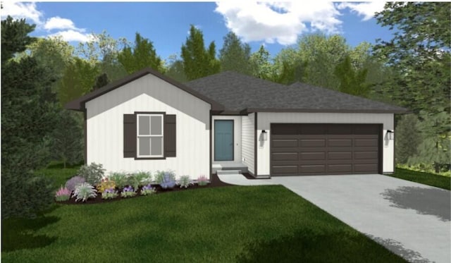 1220 Kemp Dr, Bolivar, MO 65613 - ranch-style home featuring a garage, concrete driveway, and a front yard