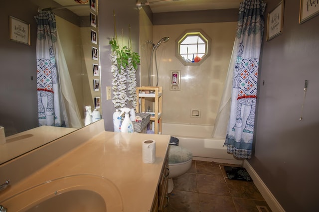 301 N Gregg Rd, Nixa, MO 65714 - bathroom featuring shower / bath combo, tile patterned flooring, and vanity