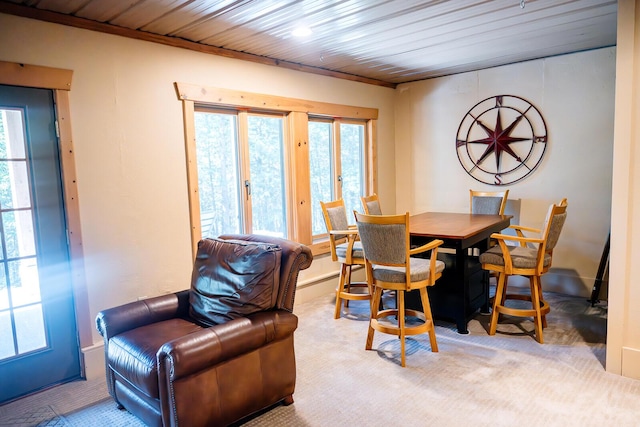 20816 Valley View Trl, Wheatland, MO 65779 - dining space with carpet floors and wood ceiling