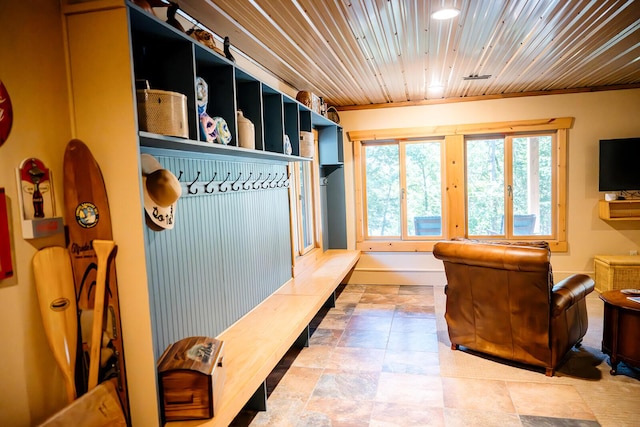 20816 Valley View Trl, Wheatland, MO 65779 - mudroom with wooden ceiling and crown molding