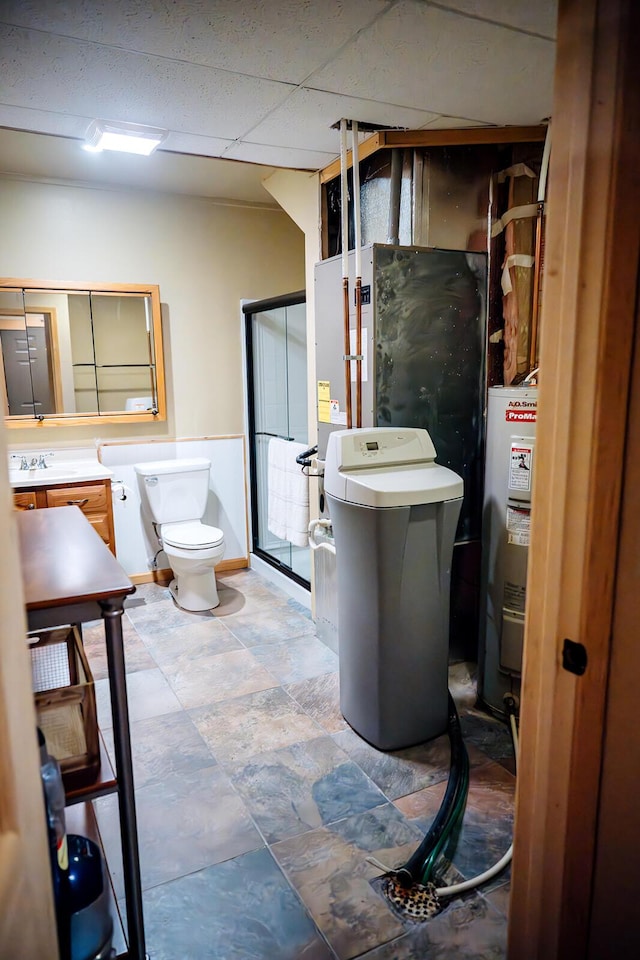 20816 Valley View Trl, Wheatland, MO 65779 - bathroom with water heater, stone finish floors, and vanity
