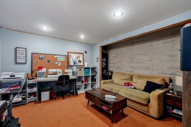 528 N Locust St, Marshfield, MO 65706 - office featuring a textured ceiling, carpet flooring, and recessed lighting