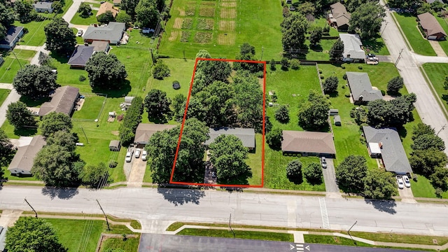 528 N Locust St, Marshfield, MO 65706 - aerial perspective of suburban area featuring property parcel outlined