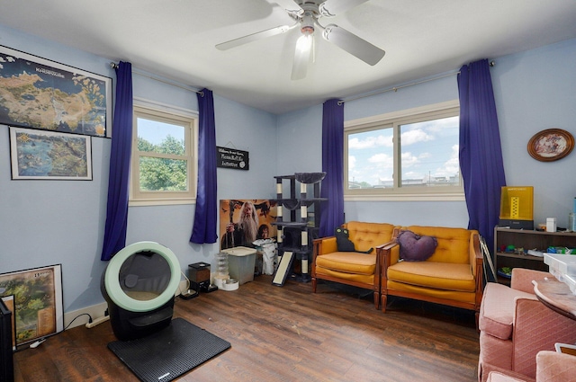 528 N Locust St, Marshfield, MO 65706 - sitting room featuring wood finished floors and a ceiling fan