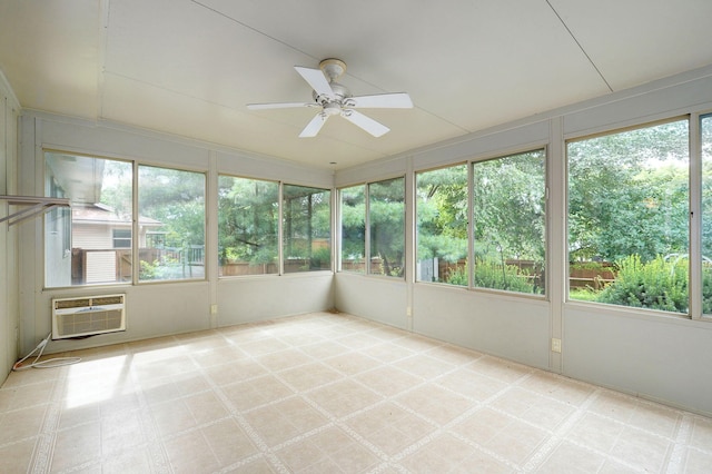 3520 E Carol Dr, Springfield, MO 65809 - unfurnished sunroom with an AC wall unit and ceiling fan