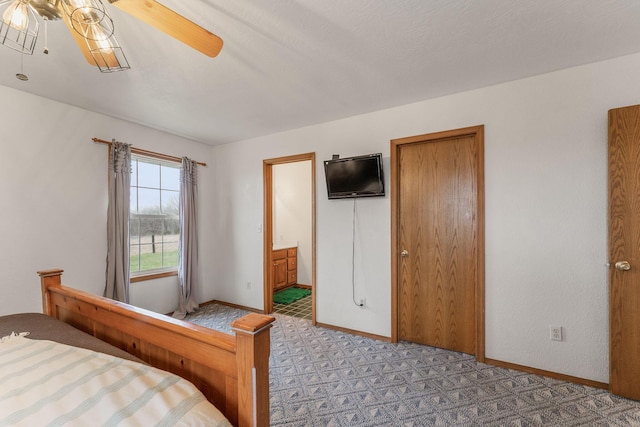 2131 Redoak Rd, Fordland, MO 65652 - bedroom with light carpet, ensuite bathroom, and a ceiling fan