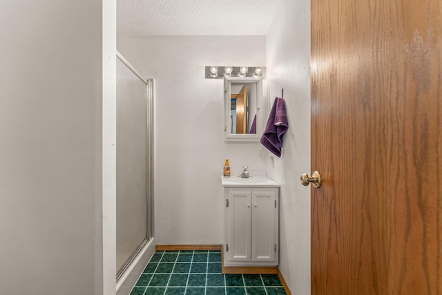 2131 Redoak Rd, Fordland, MO 65652 - bathroom featuring a shower stall, vanity, and tile patterned flooring