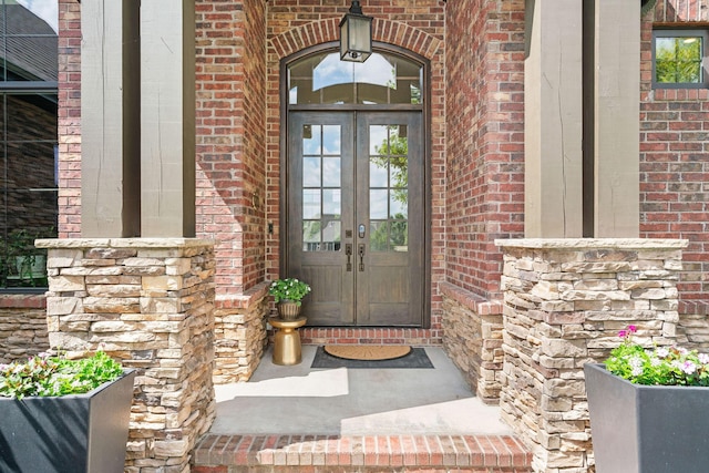 6421 S Valley Brook Ct, Springfield, MO 65810 - doorway to property with french doors and brick siding