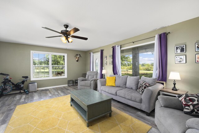 2080 State Route 14, West Plains, MO 65775 - living room with a ceiling fan and wood finished floors