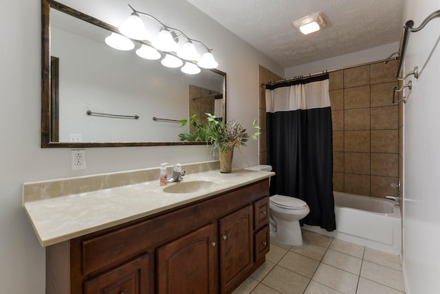 9755 State Highway 13, Kimberling City, MO 65686 - full bathroom featuring tile patterned flooring, vanity, a textured ceiling, and shower / tub combo
