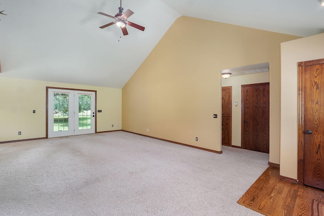 14521 Lawrence Unit 2145, Mount Vernon, MO 65712 - unfurnished living room featuring a ceiling fan, lofted ceiling, and carpet flooring