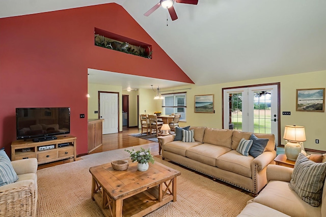 14521 Lawrence Unit 2145, Mount Vernon, MO 65712 - living room with ceiling fan and high vaulted ceiling