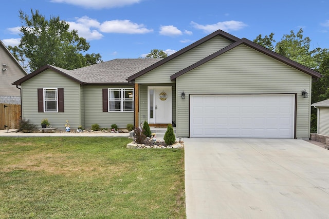 237 Kelsi Ln, Branson, MO 65616 - ranch-style home with concrete driveway, an attached garage, and roof with shingles