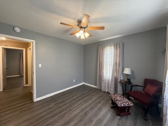 212 W Lindberg St, Springfield, MO 65807 - sitting room featuring dark wood-type flooring and ceiling fan
