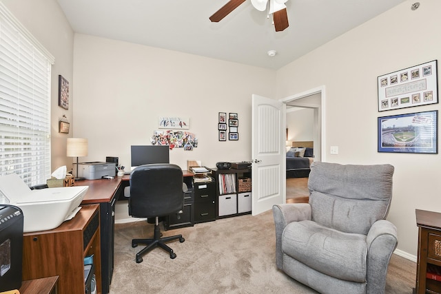 1376 N Sandy Creek Cir # 1, Nixa, MO 65714 - carpeted home office featuring ceiling fan and baseboards