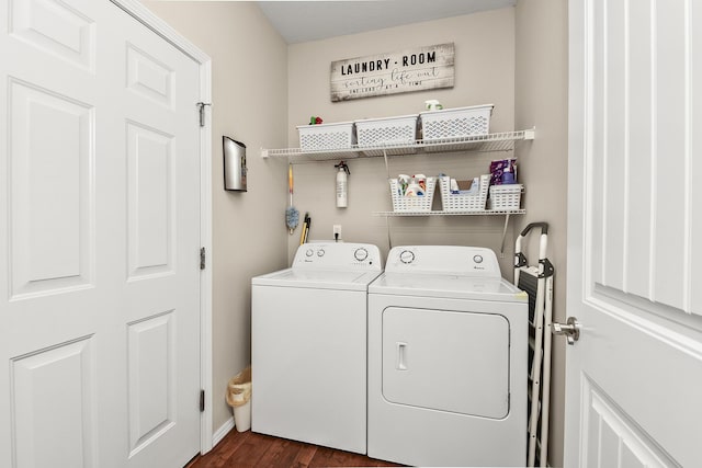 1376 N Sandy Creek Cir # 1, Nixa, MO 65714 - laundry area featuring washing machine and clothes dryer and dark wood finished floors