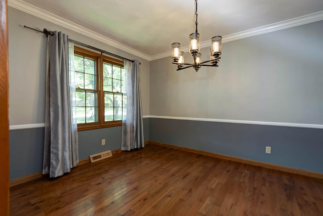 2210 S Catalina Ave, Springfield, MO 65804 - spare room with a chandelier, ornamental molding, and wood finished floors