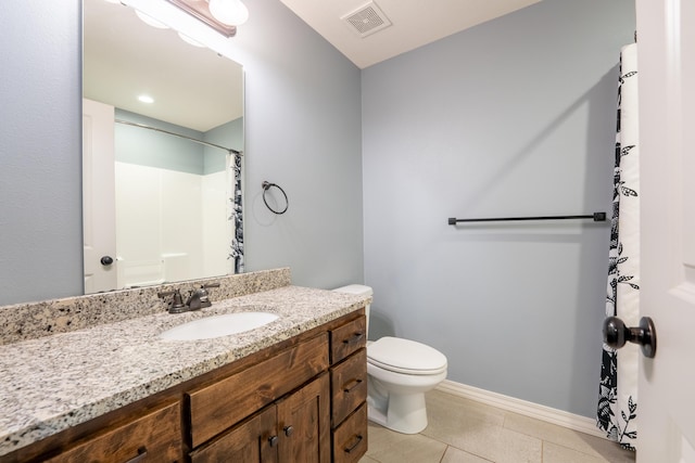 865 E Striper Dr, Nixa, MO 65714 - bathroom featuring vanity, tile patterned floors, and a shower with shower curtain
