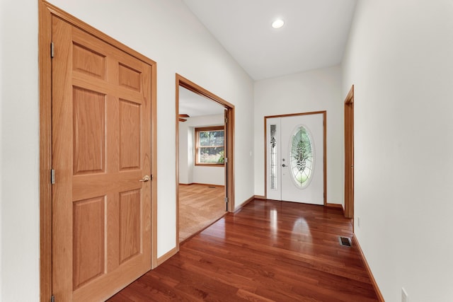 201 Silver Oak Ln, Branson West, MO 65737 - entryway featuring dark wood-style flooring and recessed lighting