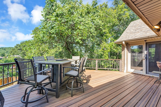 201 Silver Oak Ln, Branson West, MO 65737 - wooden deck featuring outdoor dining area