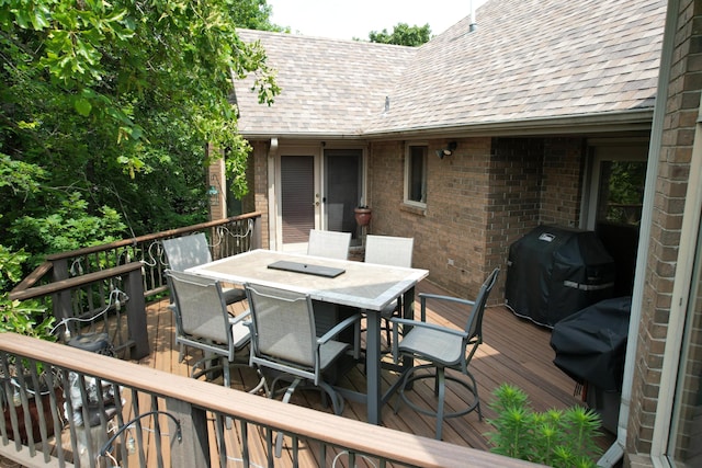 201 Silver Oak Ln, Branson West, MO 65737 - wooden terrace featuring area for grilling and outdoor dining area