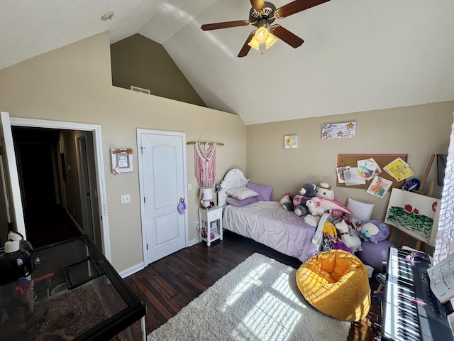 5537 S Pinehurst Ave, Springfield, MO 65810 - bedroom featuring wood finished floors, a ceiling fan, and high vaulted ceiling