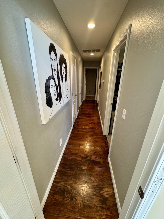 5537 S Pinehurst Ave, Springfield, MO 65810 - hallway with dark wood finished floors, attic access, and recessed lighting