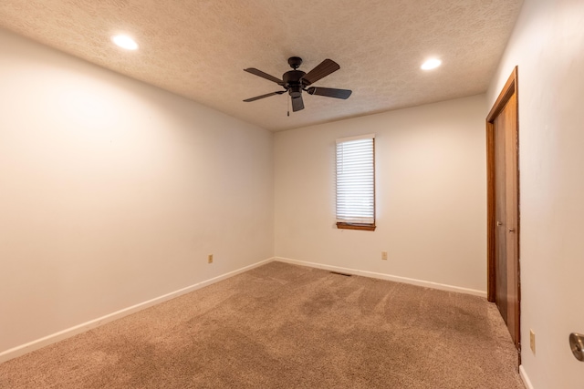 2924 S Roanoke Ave, Springfield, MO 65807 - empty room with carpet floors, recessed lighting, a ceiling fan, and a textured ceiling