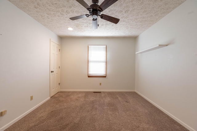 2924 S Roanoke Ave, Springfield, MO 65807 - empty room featuring a textured ceiling, carpet flooring, and ceiling fan