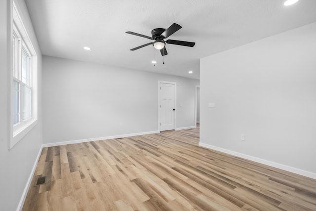 407 W Adamson St, Miller, MO 65707 - spare room with light wood finished floors, recessed lighting, and ceiling fan