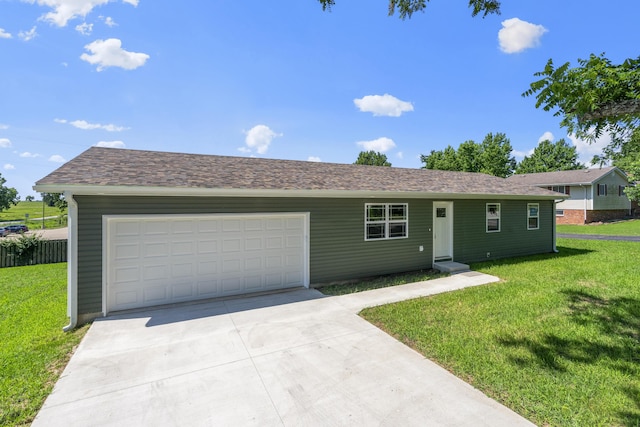 407 W Adamson St, Miller, MO 65707 - ranch-style home with driveway, an attached garage, and a front lawn