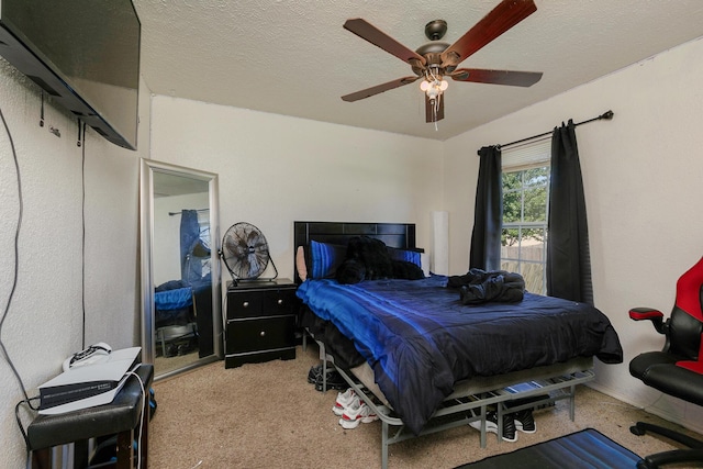5441 Basswood Ct W, Springfield, MO 65802 - carpeted bedroom featuring a ceiling fan and a textured ceiling