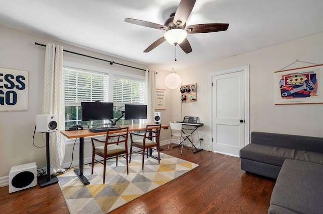 223 E Silsby St, Springfield, MO 65807 - office with a ceiling fan and wood finished floors